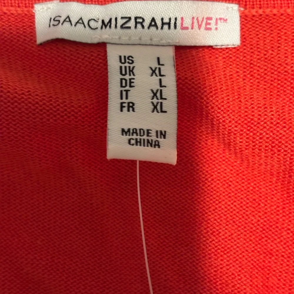 Isaac Mizrahi Live orange cotton blend 3/4 sleeve button cardigan tunic‎ Size L